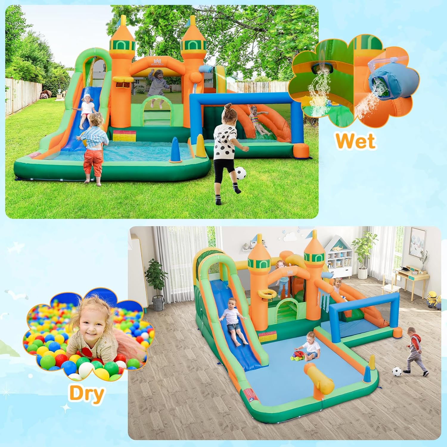 9-in-1 Inflatable Water Park B - Kids Outdoor Jumping ulasan dan harga