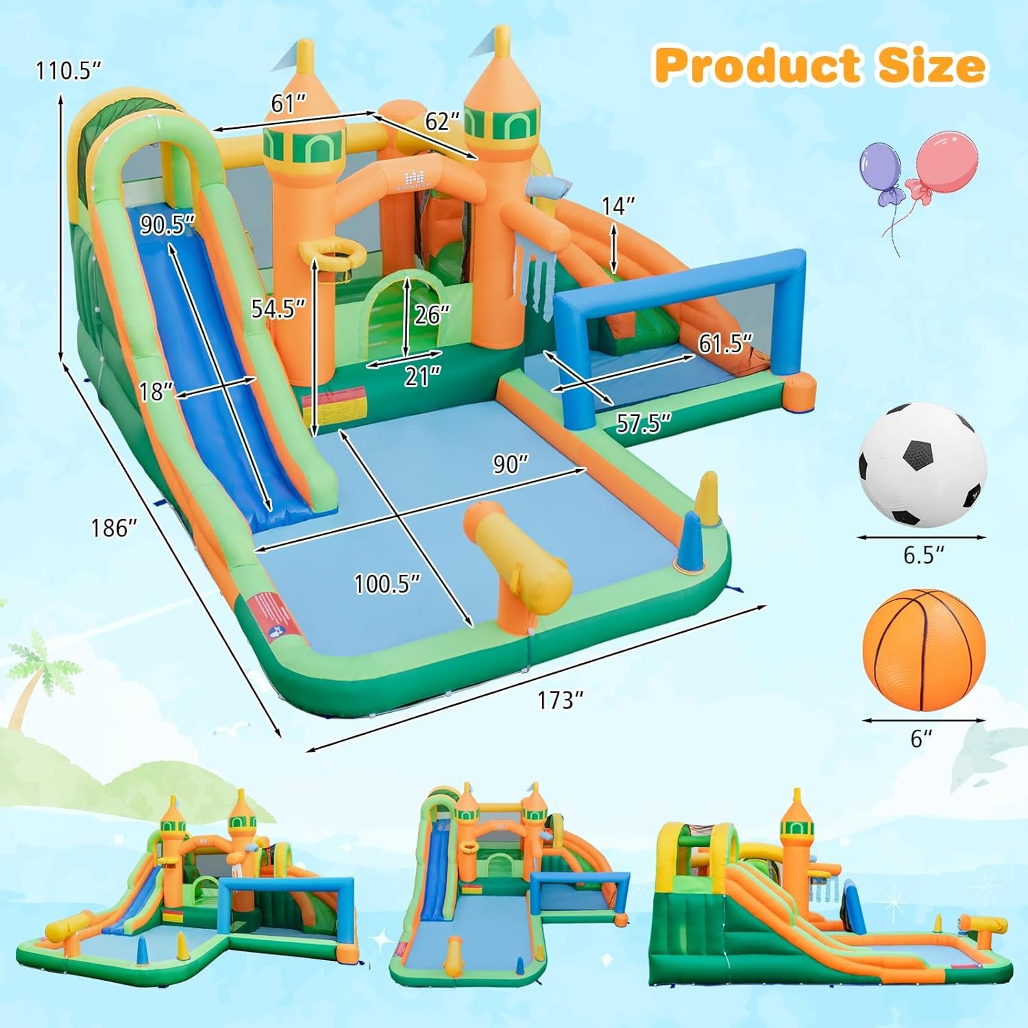 9-in-1 Inflatable Water Park B - Kids Outdoor Jumping ulasan dan harga
