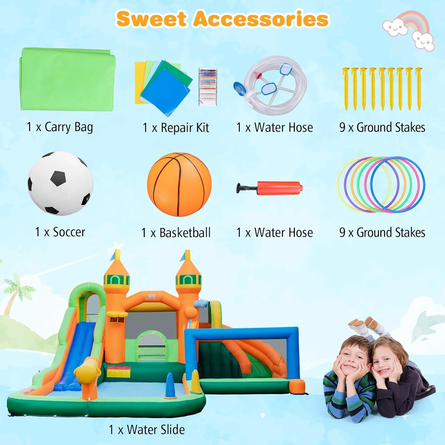 9-in-1 Inflatable Water Park B - Kids Outdoor Jumping ulasan dan harga