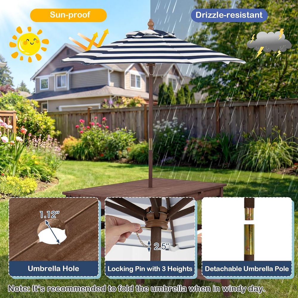 Kids Picnic Table, ir Wood Tod - Kids Outdoor Umbrella For Table ulasan dan harga