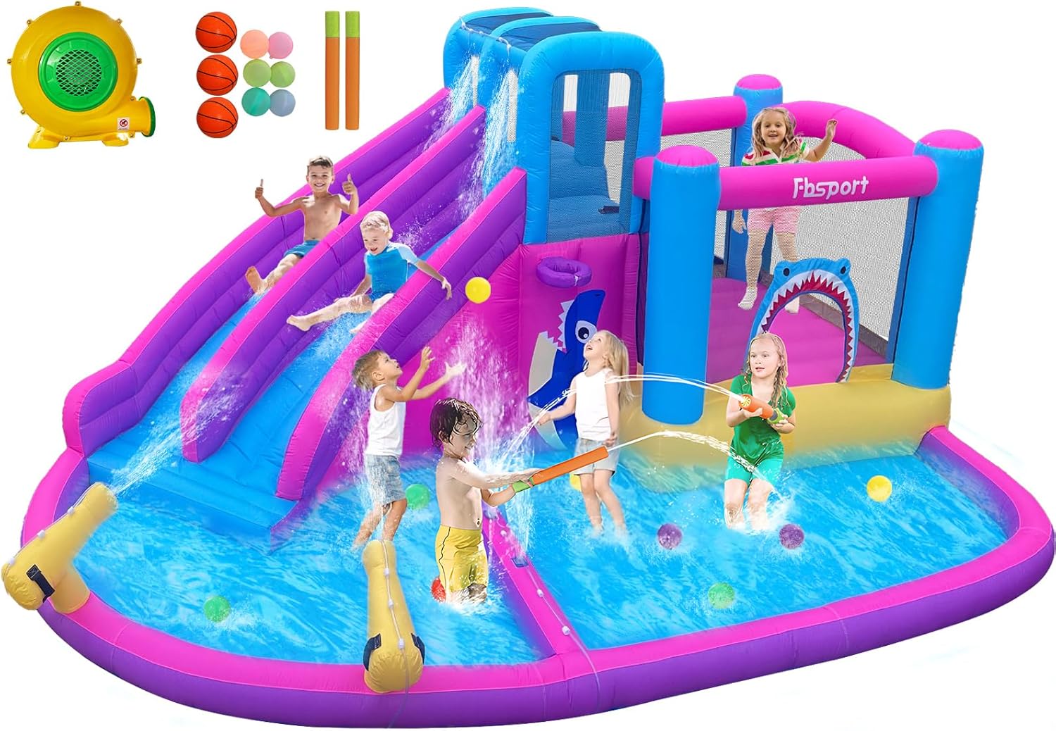 Twin Water Slides Inflatable B - Kids Outdoor Ball ulasan dan harga