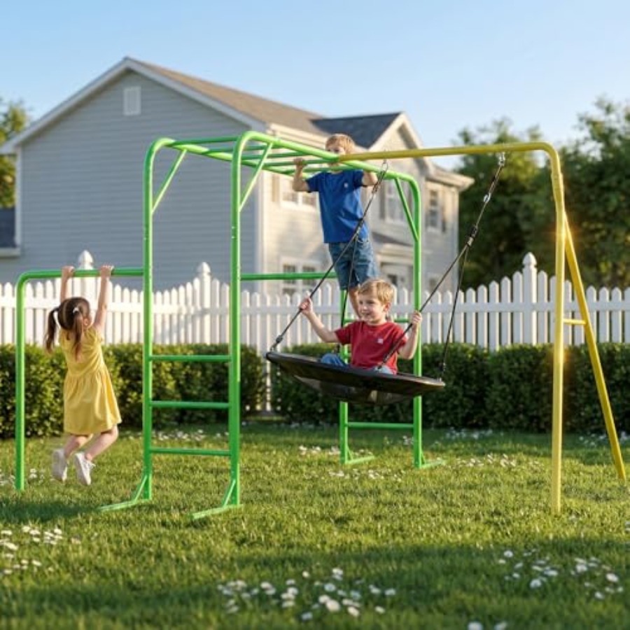 Monkey Bars Set for Backyard w - Kids Outdoor Climbing Frame ulasan dan harga